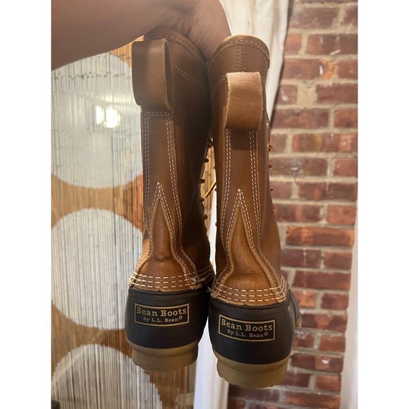 LL Bean Men's Size 7 Goretex Brown Tan Leather Rain Duck Bean Boots Medium Width - Picture 6 of 8